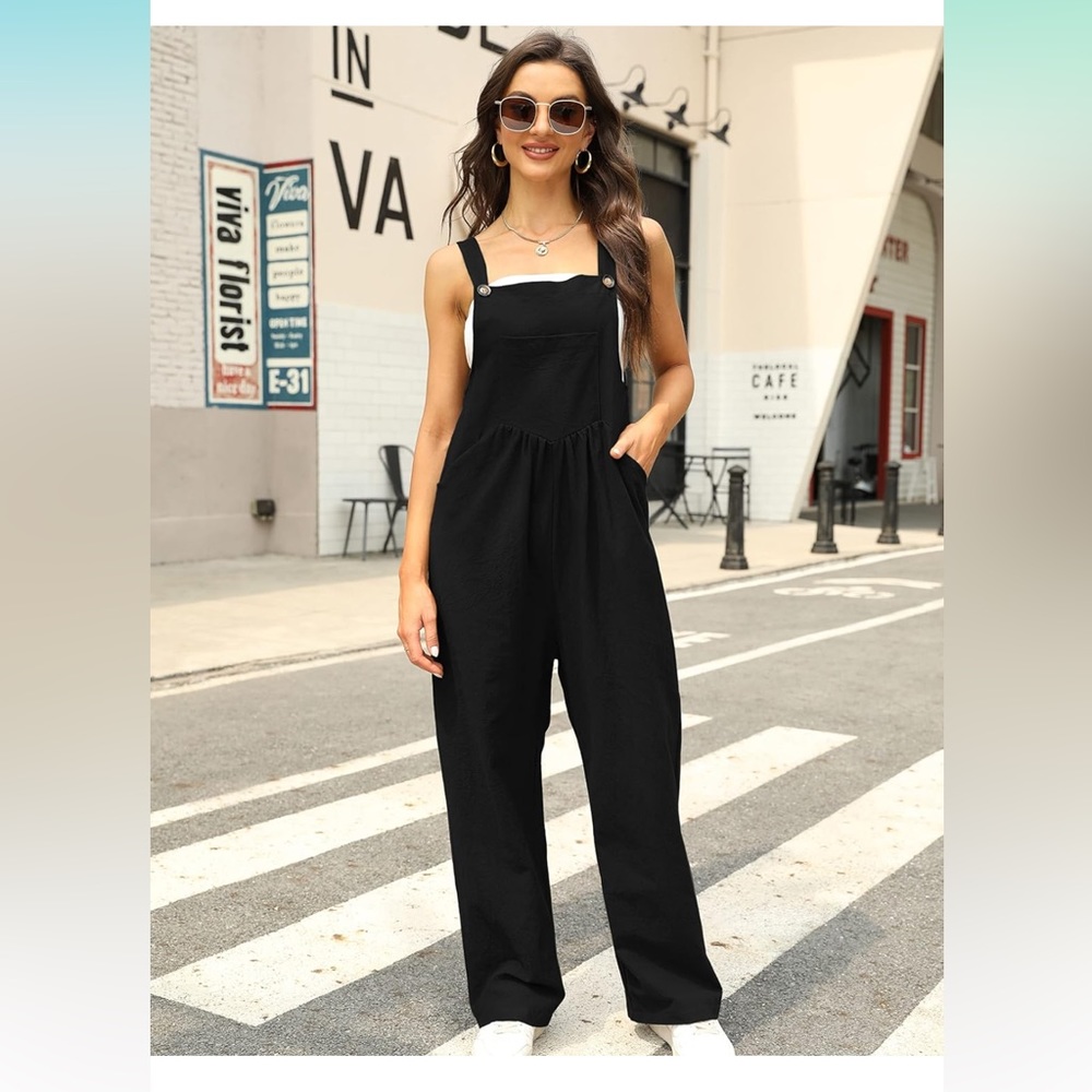 UANEO Overalls for Women Loose Fit Summer Wide Leg Jumpsuits Boho Clothes
